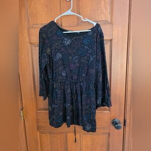 Gudrun Sjöden Black Tunic with Multicolor Floral Print